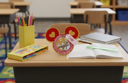 Valentines Day Classroom Friendly Mickey shape Favor.